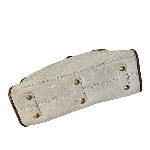 VTG Dooney & Bourke SATCHEL All Weather Leather Pebble creme BONE Broke Zipper - Picture 6 of 15